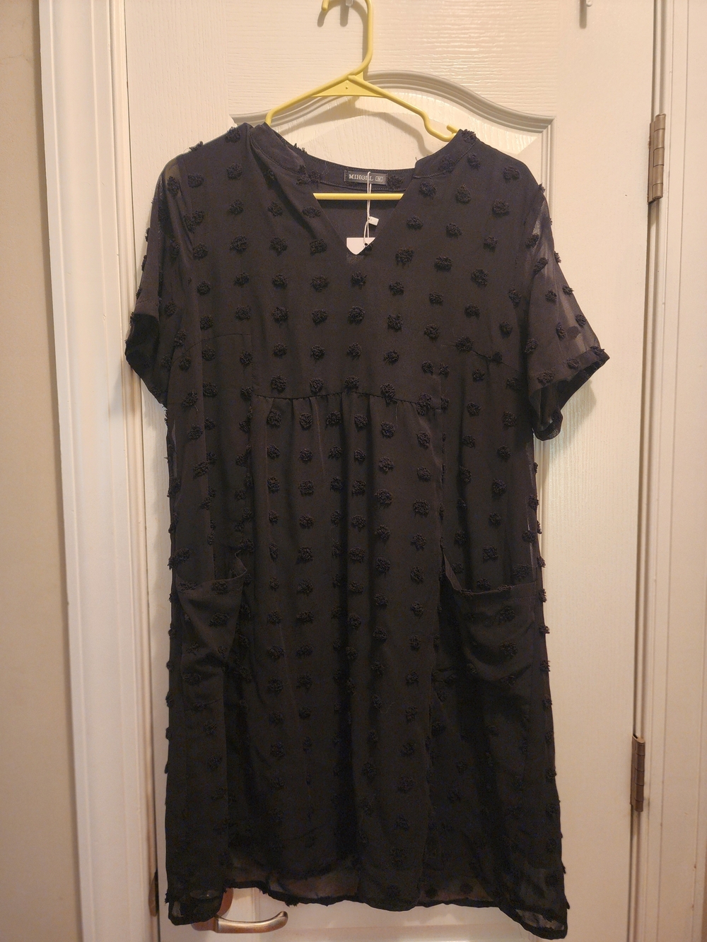 Mossimo Supply Co. Black Pom-Pom Textured Short Sleeve Womens Dress